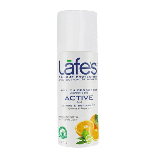 Lafes Roll On Deodorant Active Citrus And Bergamot, 2.5 Oz
