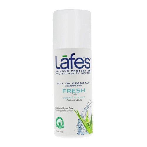 Lafes Natural Roll On Deodorant Fresh Cedar And Aloe, 2.5 Oz