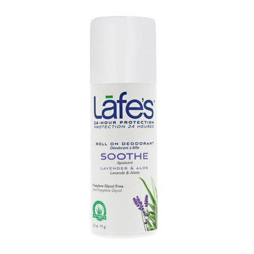 Lafes Natural and Organic Roll On Deodorant Lavender and Aloe, 2.5 Oz