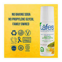 Lafes Roll-On Deodorant, Extra Strength Coriander And Tea Tree, 2.5 Oz
