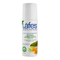 Lafes Roll-On Deodorant, Extra Strength Coriander And Tea Tree, 2.5 Oz