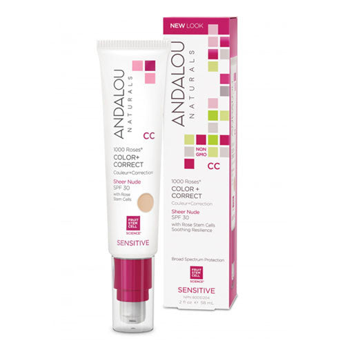 Andalou Naturals 1000 Roses Color Plus Correct Sheer Nude SPF 30, 2 Oz