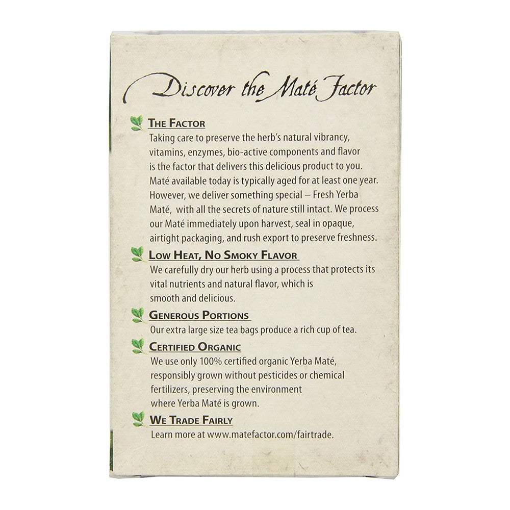 The Mate Factor Organic Green Tea Ginseng with Echinacea Tea, 20 Ea