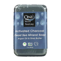 One With Nature Dead Sea Spa Activated Charcoal Mineral Bar Soap, 7 Oz
