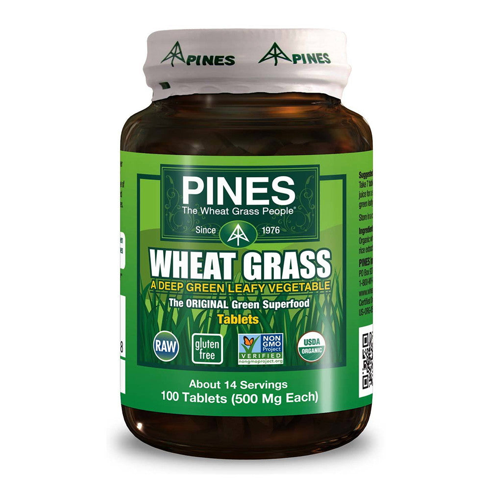 Pines Wheat Grass A Deep Green Leafy Vegetable Tablets 500 mg, 100 Ea