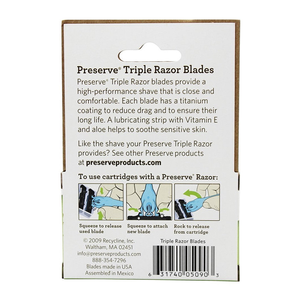 Preserve Triple Razor Replacement Blade Cartridges - 4 Ea