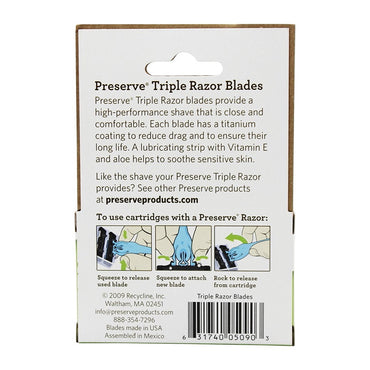 Preserve Triple Razor Replacement Blade Cartridges - 4 Ea