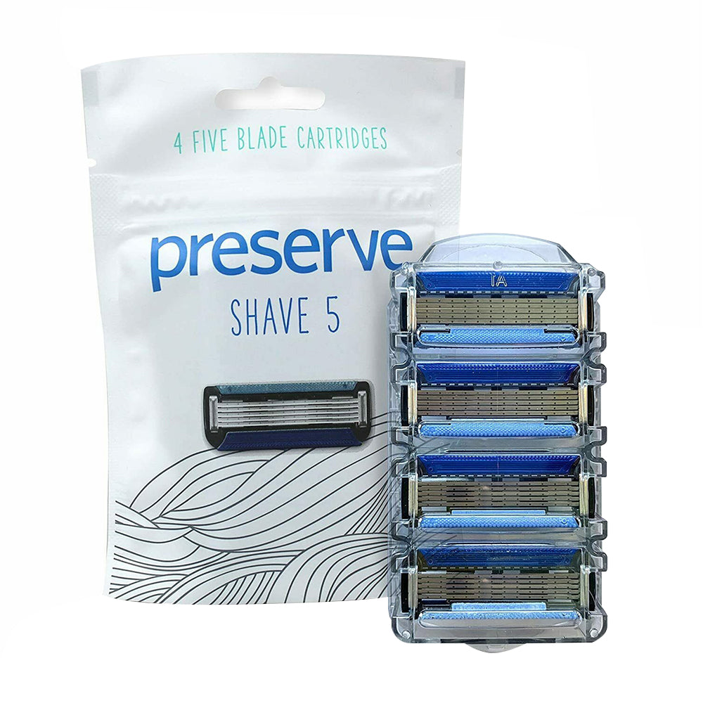 Preserve Shave Five Blades Replacement Cartridges for Preserve Shave, 4 Ea