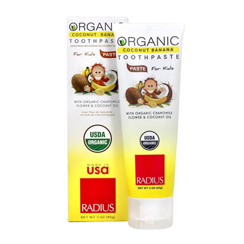 Radius Organic Childrens Coconut Oil Toothpaste With Coconut Banana For Ages 6 Months Plus, 3 Oz
