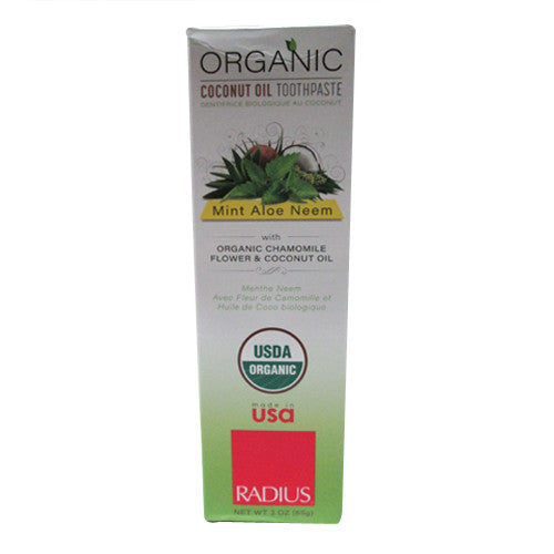 Radius Organic Coconut Oil Toothpaste, Mint Aloe Neem, 3 Oz