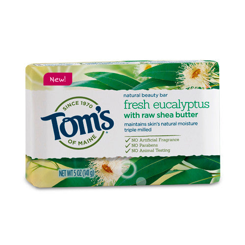 Toms Of Maine Fresh Eucalyptus with Raw Shea Butter Moisturizing Bar Soap, 5 Oz
