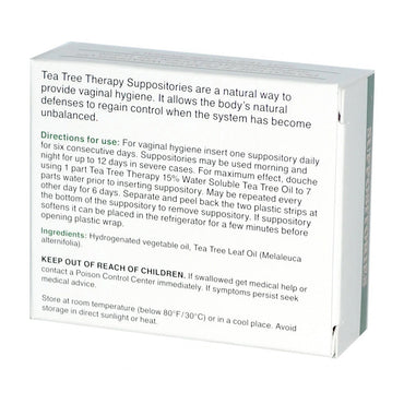 Tea Tree Therapy Suppositories For Vaginal Hygiene - 6 Ea
