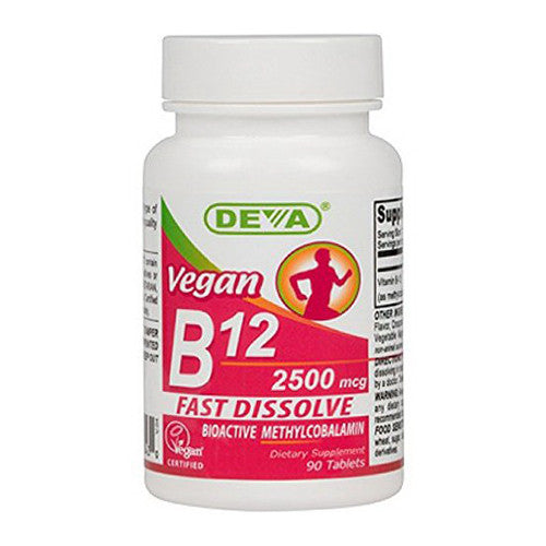 Deva Nutrition Vegan B-12 2500 mcg Sublingual Fast Dissolve Tablets, 90 ea