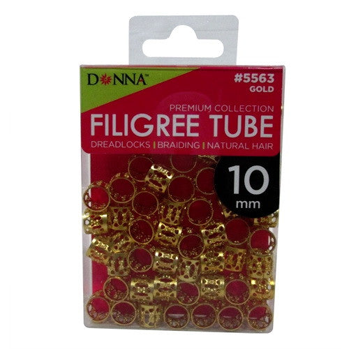 Donna Premium Collection Filigree Tube Dreadlocks For Natural Hair, 5563 Gold, 10mm