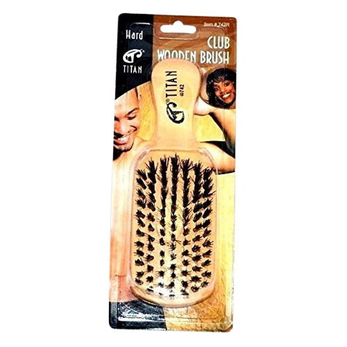 Titan New Club Wooden Reinforced Boar Bristle Hair Brush, Hard, 1 Ea