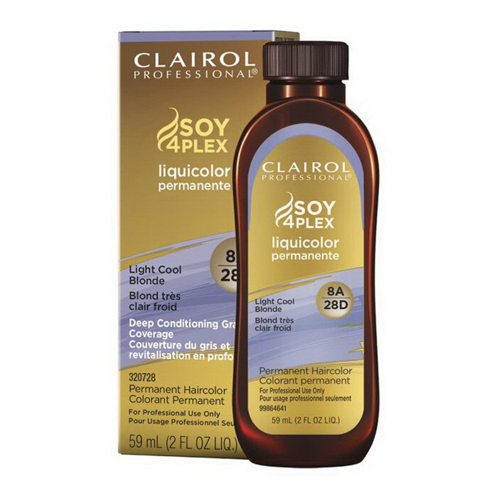 Clairol Professional Soy4plex 8A/28D Light Cool Blonde Liquicolor Permanent Hair Color, 2 Oz