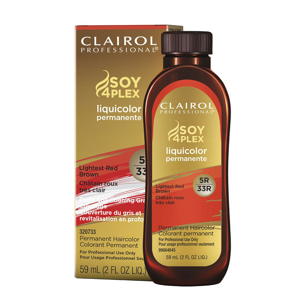 Clairol Professional Soy4plex Lightest Red Brown 5R/33R Liquicolor Permanent Hair Color, 2 Oz