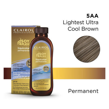 Clairol Professional Soy4plex Lightest Ultra Cool Brown 5AA/36D Liquicolor Permanent Hair Color, 2 Oz