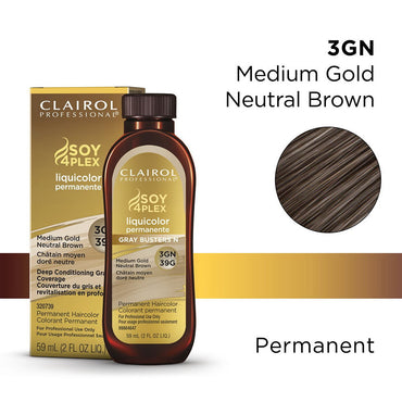 Clairol Soy4plex Liquicolor Hair Color, 3GN Medium Gold Neutral Brown, 2 oz