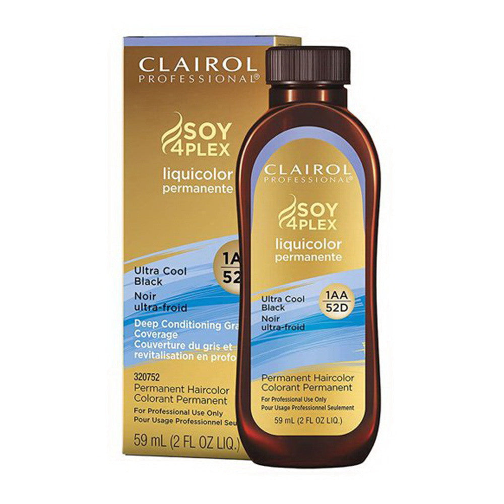 Clairol Professional Soy4plex 1AA/52D Ultra Cool Black Liquicolor Permanent Hair Color, 2 Oz