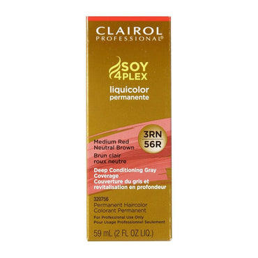 Clairol Professional Soy4plex Medium Red Neutral Brown Liquicolor, 3RN/56R, 2 Oz