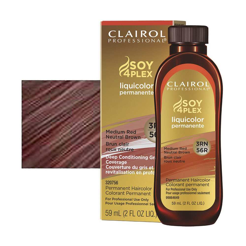 Clairol Professional Soy4plex Medium Red Neutral Brown Liquicolor, 3RN/56R, 2 Oz