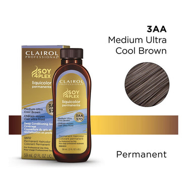 Clairol Professional Soy4plex 3AA/57D Medium Ultra Cool Brown Liquicolor Permanent Hair Color, 2 Oz