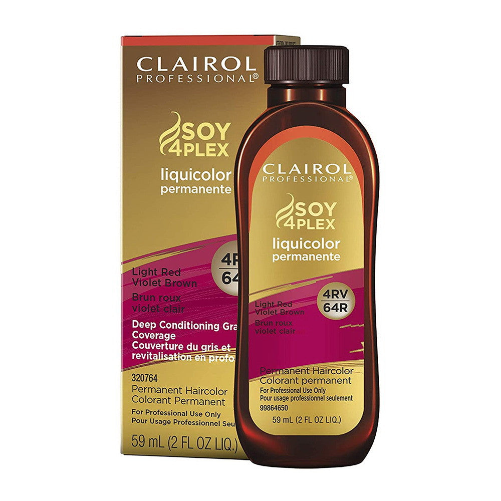 Clairol Professional Soy4plex 4RV/64R Light Red Violet Brown Liquicolor Permanent Hair Color, 2 Oz