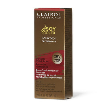 Clairol Professional Soy4plex 2RV/70R Dark Red Violet Brown Liquicolor Permanent Hair Color, 2 Oz