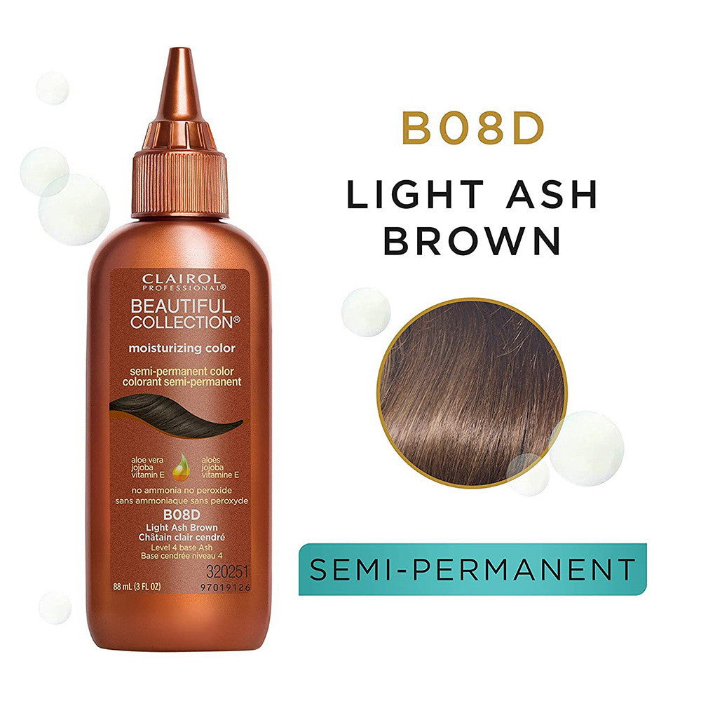 Clairol Beautiful Collection B08D Light Ash Brown Semi-Permanent Hair Color, 3 Oz