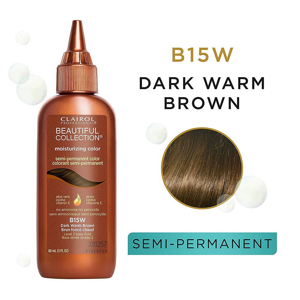 Clairol Beautiful Collection Semi Permanent Hair Color, Dark Warm Brown B15W, 3 Oz
