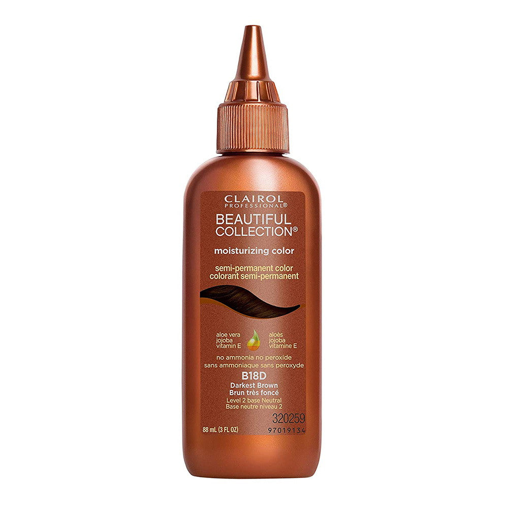 Clairol Beautiful (B18D)-Darkest Brown Moisturizing Semi permanent Hair Color, 3 Oz