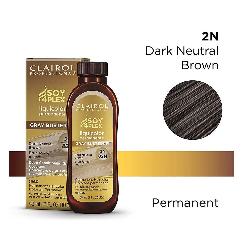 Clairol Professional Liquicolor Permanent hair Color, 2N by 82N Dark Neutral Brown, 2 Oz