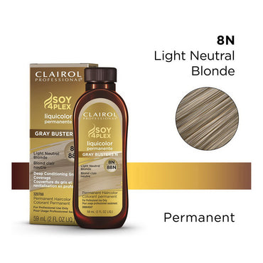 Clairol Professional Soy4plex 8N/88N Light Neutral Blonde Liquicolor Permanent Hair Color, 2 Oz