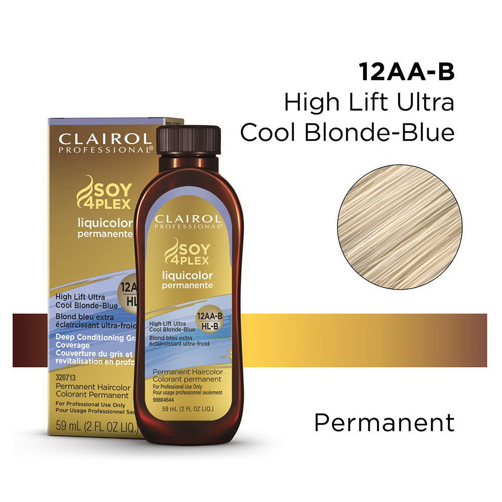 Clairol Professional Liquicolor Permanent Hair Color 12AA-B/HL B High Lift Ultra Cool Blonde Blue, 2 Oz