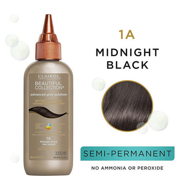Clairol Beautiful Collection Advanced Gray Solution Semi-Permanent Hair Color, Midnight Black 1A, 3 Oz
