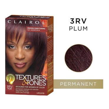 Clairol Textures & Tones Permanent Moisture-Rich Haircolor #3RV Plum, 1 Ea