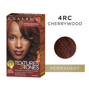 Clairol Professional Textures and Tones Permanent moisture Hair Color, 4RC Cherrywood Kit, 1 Ea