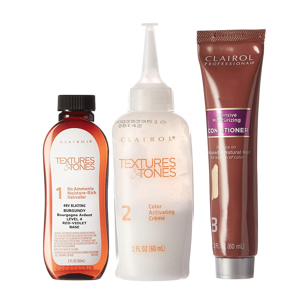 Clairol Textures and Tones Hair Color, 4RV Blazing Burgundy, 1 Ea