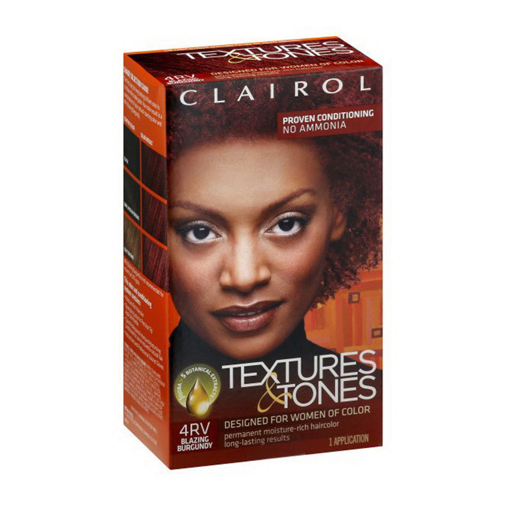 Clairol Textures and Tones Hair Color, 4RV Blazing Burgundy, 1 Ea