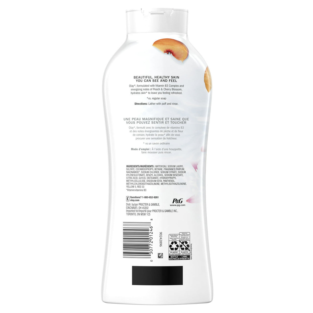 Olay Fresh Outlast Body Wash with Energizing Notes of Peach and Cherry Blossom, 22 Oz