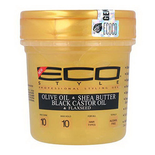 Eco Style Professional Gold Gel With Olive Oil And Shea Butter And Black Castor Oil And Flaxseed, 8 Oz