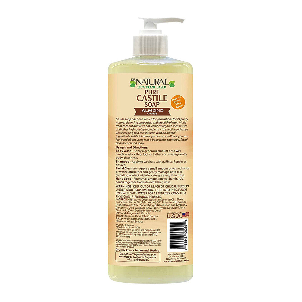 Dr. Natural Pure-castile Liquid Soap, Almond, 32 oz