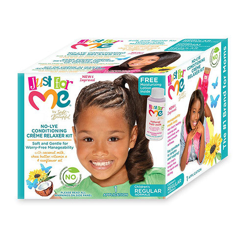 Just For Me No Lye Regular Conditioning Creme Hair Relaxer Kit for Kids, 1 EA