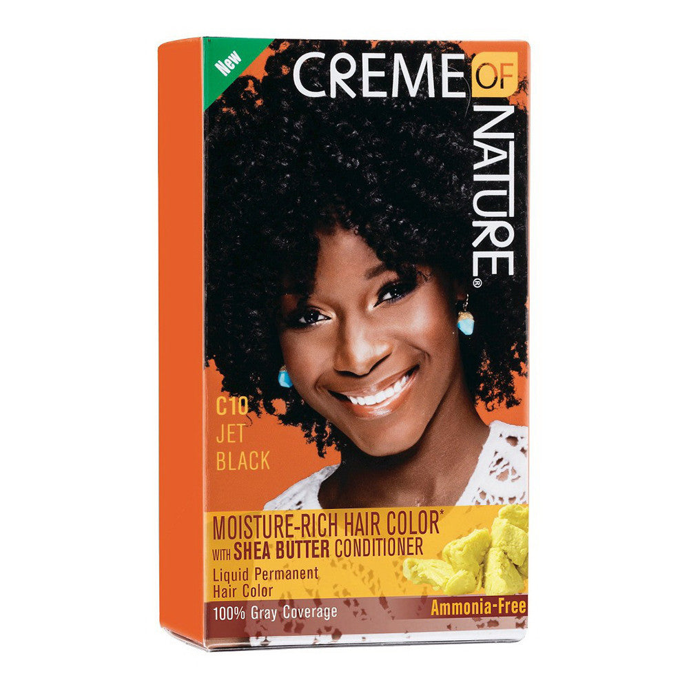 Creme Of Nature Moisture Rich Liquid Hair Color Kit, C10 Jet Black, 1 Ea