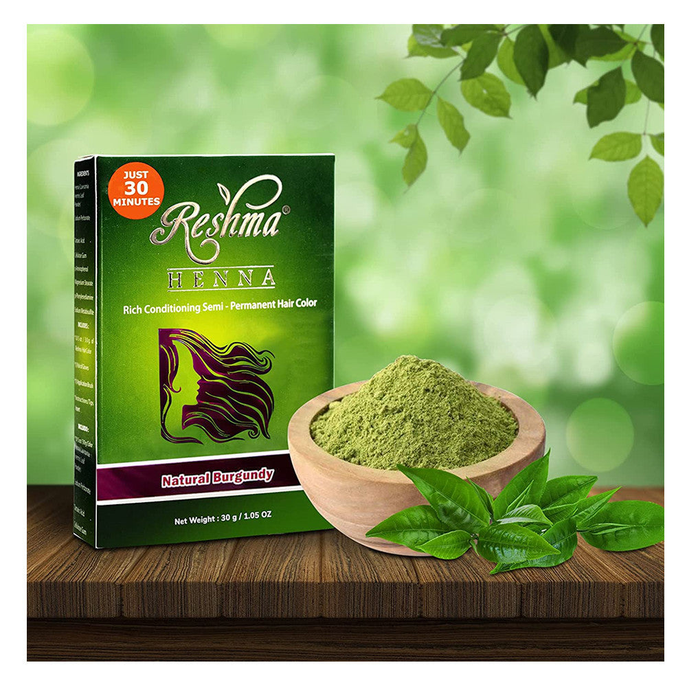 Burgundy Rich Conditioning Semi-Permanent Hair Color by Reshma Henna Natural, 1.5 Oz