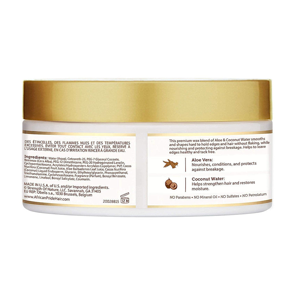 African Pride Moisture Miracle Maximum Hold Edge and Hair Styling Wax, 6 Oz