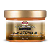 African Pride Black Castor Miracle Frizz Control Shine Enhancing Hair Gel, 8 Oz
