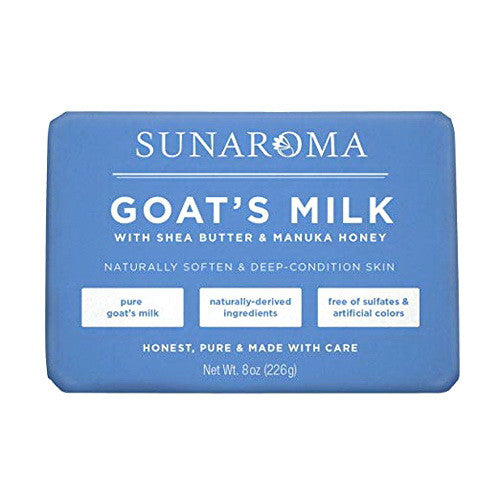 Sunaroma Goats Milk Bath Soap with Shea Butter and Manuka Honey, 8 Oz