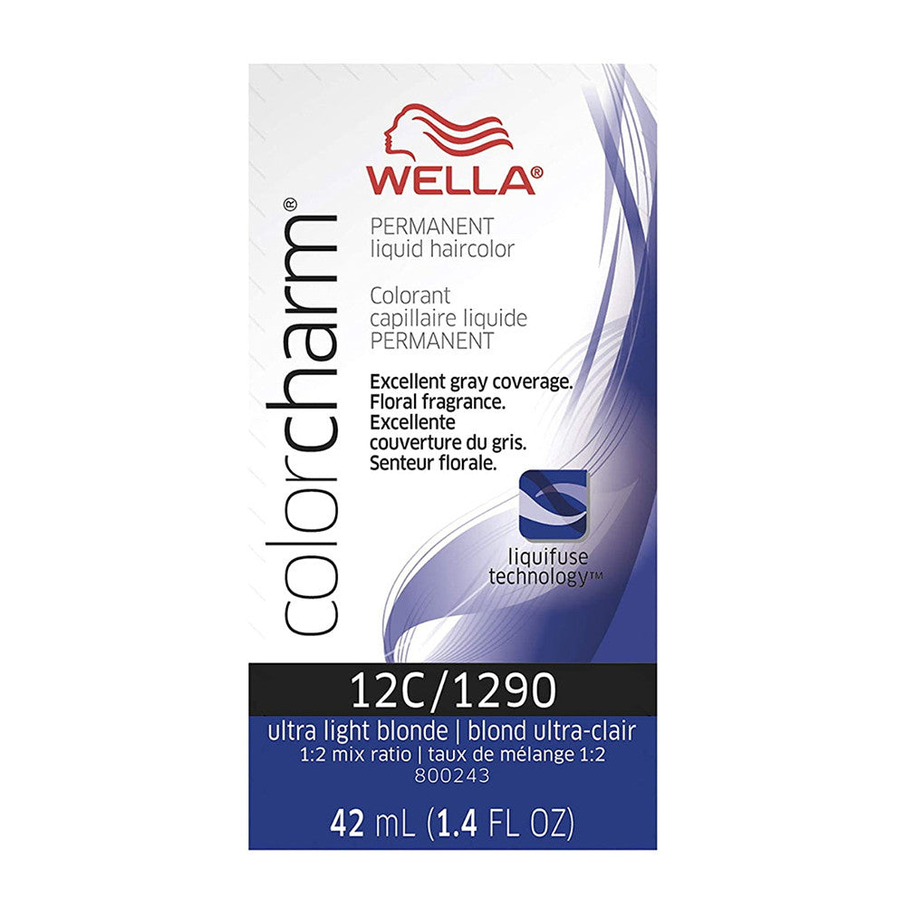 Wella Color Charm Liquid Permanent Hair Color 12C by 1290 Shade Ultra Light Blonde, 1.4 Oz